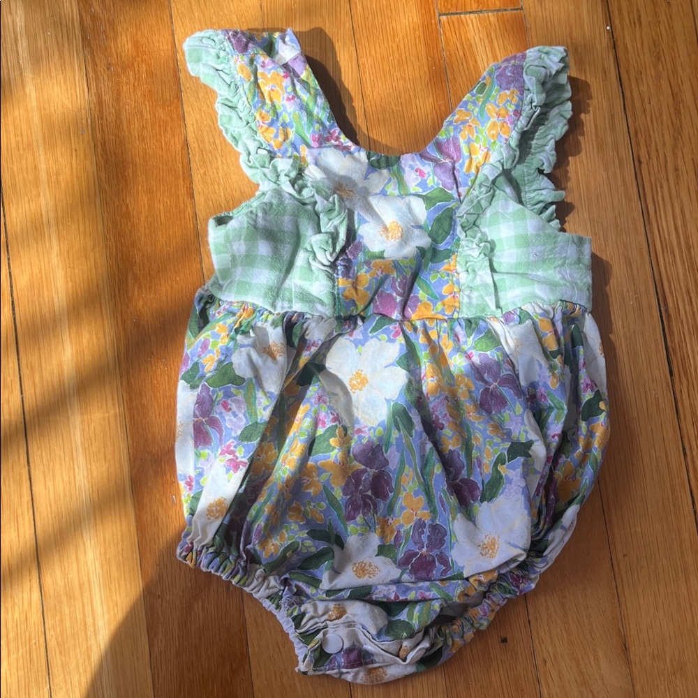 Custom Floral Baby Bubble Romper with Ruffle Sleeves